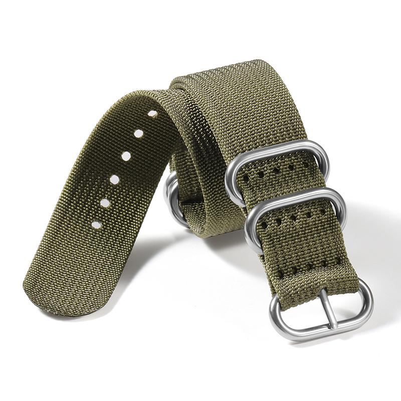 Premium Nylon Watch Band Ribbed Strap 18mm 20mm 22mm 24mm Military Ballistic Fabric Replacement Watchband Army Green Black Belts