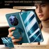 Wrist Strap with Metal Magnetic Stand 2-in-1 Case For VIVO X Fold 6 Spring Hinged Leather Front Glass Screen Protector Cover
