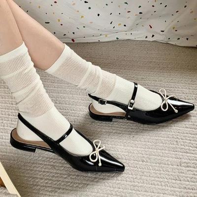 Модная обувь для женщин 2024 года, модные женские туфли-лодочки с пряжкой, осенние туфли с острым носком, галстук-бабочка, однотонные, сексуальные, платье, босоножки на каблуке, туфли Zapatos