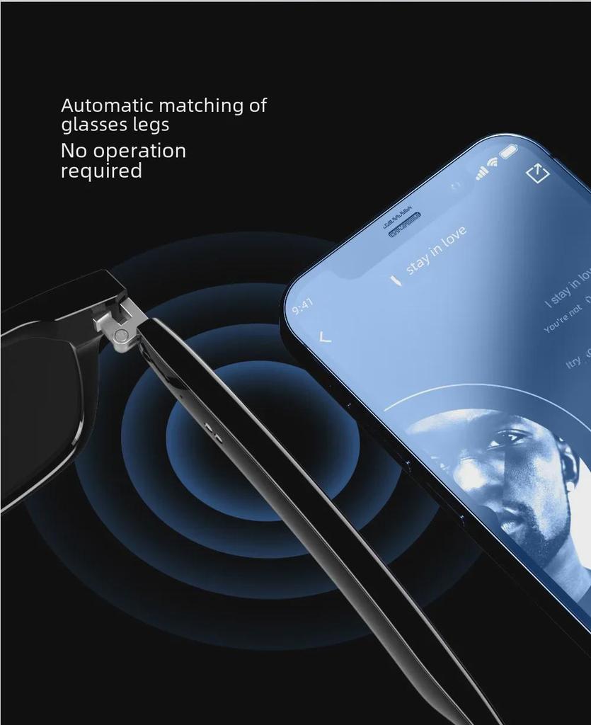 E13 Bluetooth Smart Glasses: Anti-Blue Light, Polarized, Semi-Open Sunglasses with Interchangeable Lenses for Calls & Music