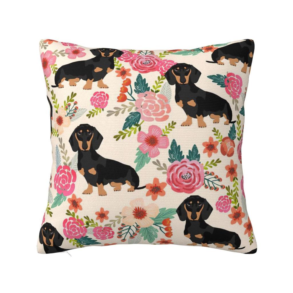 Dachshund Dog Art Throw Pillow Cover Polyester Throw Pillow Wiener Sausage Doxie 4545cm Pillowcase