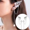 Charm Fairy Long Tassel Elf Ear Cuff Wrap Wings Resin Flowers No Piercing Elven Clip On Earrings For Women Cosplay Cosplay