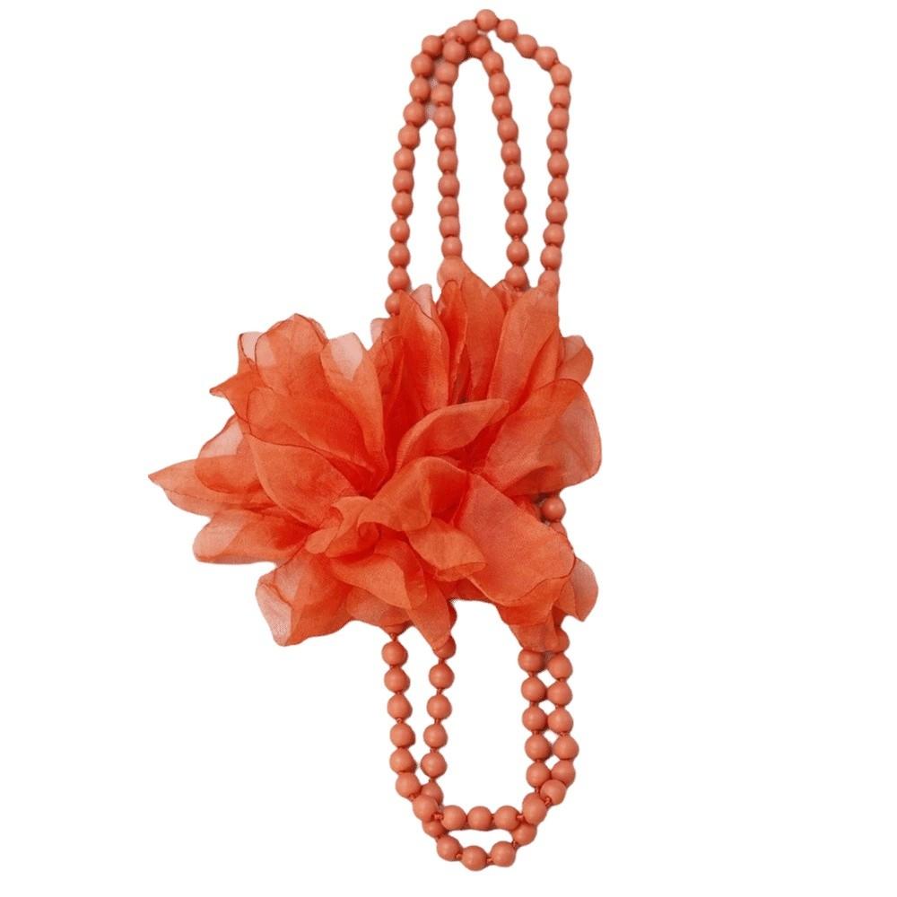 Flower Designing Long Necklace Elegant Style Belly Jewelry Pearls Accent Necklace  Daily Accessory