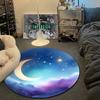 Artistic Round Halloween Multicolor Rug Mat, Non-Slip Floor Mat for Office