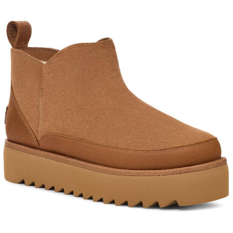 UGG Two-Layer Cowhide Warm Durable Fashionable Comfortable Short Snow Boots Women Boots Chestnut 1166753-CHE