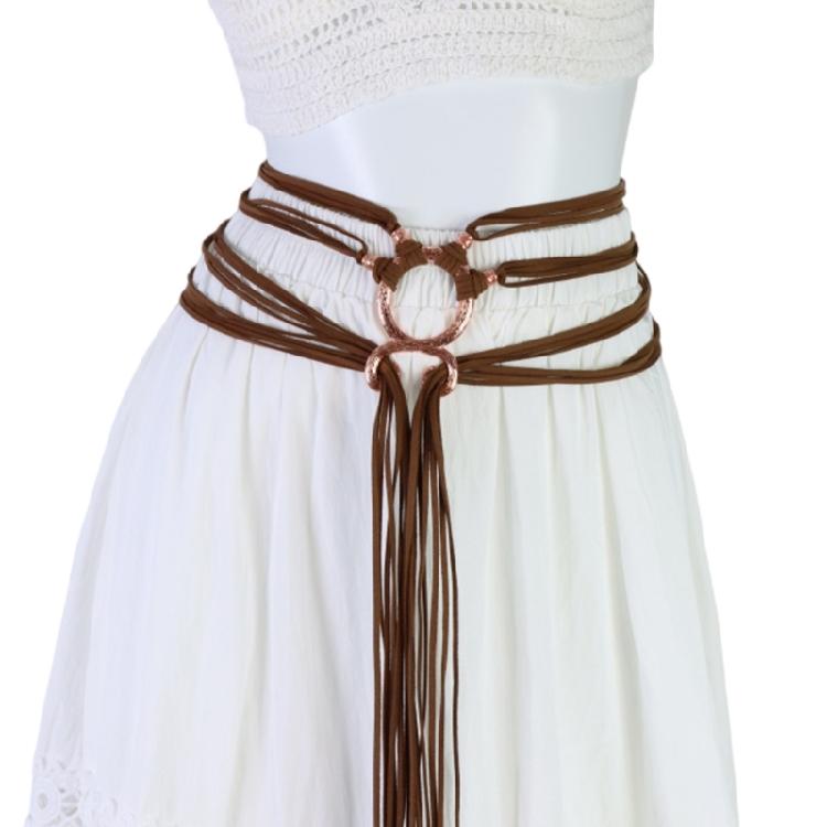 Adjustable Faux Leather Belt Long Rope Crossing Waist Strap Design Secure Metal Clasp Girdle For Stylish Styling