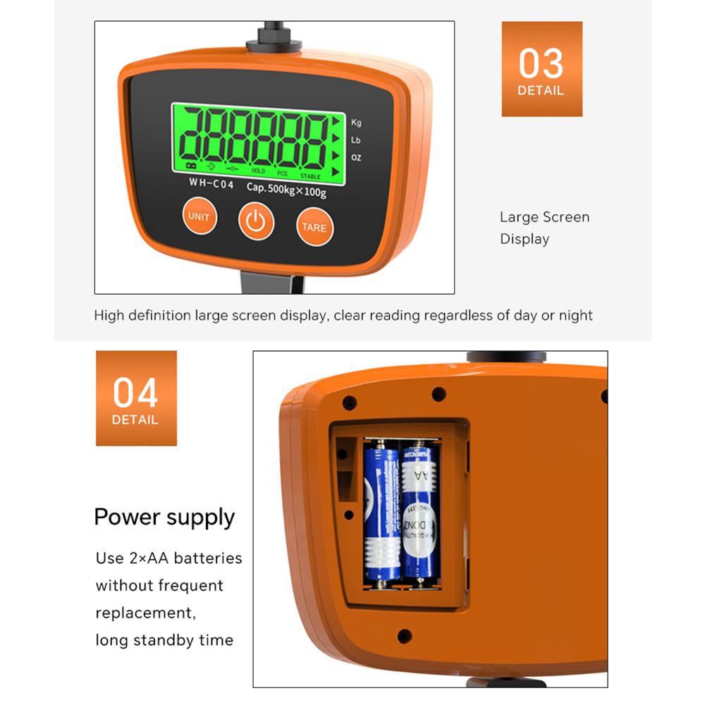 300 кг/50 г Мини-крановые весы Цифровые подвесные крюковые весы с ЖК-подсветкой Электронные тяжелые весы для сельскохозяйственной промышленности