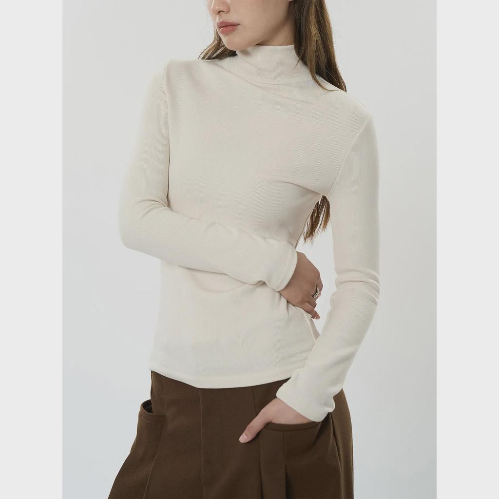 Женская бархатная футболка Louvre Winter в корейском стиле с высоким воротником - теплая, облегающая мода