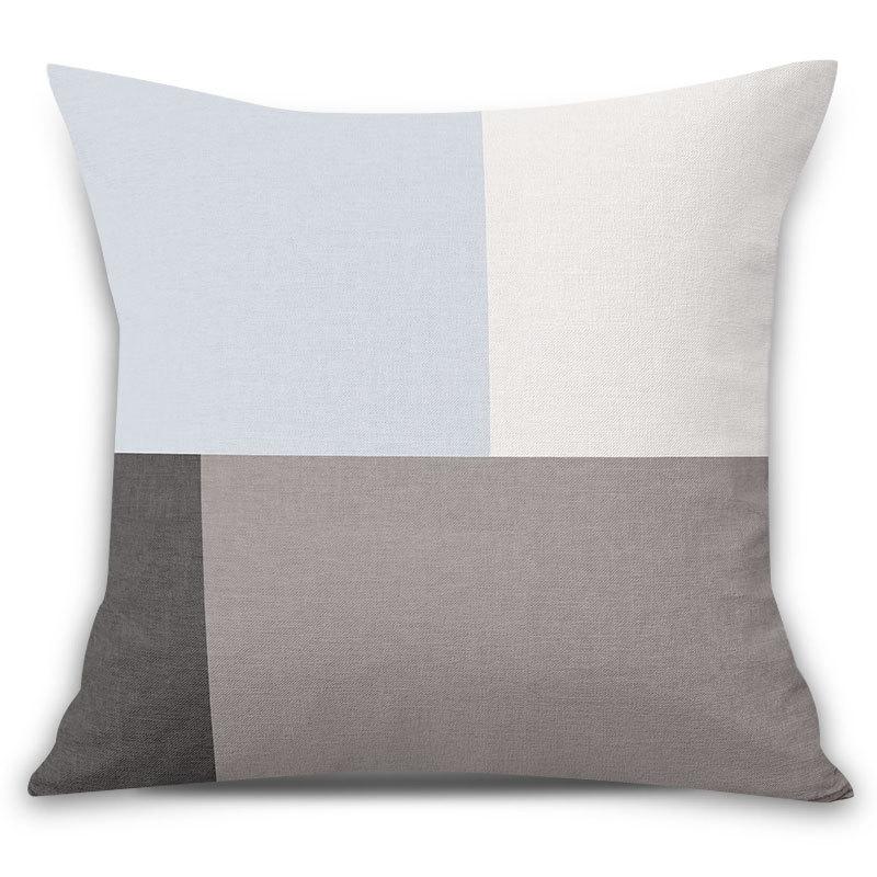Simple Geometric Linen Pillowcase Plain Color Office Waist Decorative Backrest Cushion Design