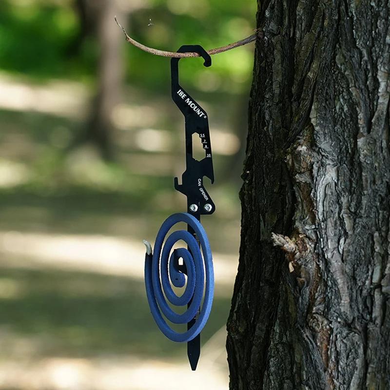 Outdoor Summer Anti-mosquito Ground Insert Multi-functional Bottle Opener Measuring Scale Stainless Steel Mosquito Coil Holder