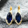 Серьги-подвески Huitan Luxury Marquise Blue Cubic Zircon, модные великолепные свадебные украшения, аксессуары золотого цвета для женщин