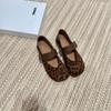 Autumn Retro Versatile Leopard Print Mary Jane Shoes Women's Flat Bottom Comfortable One Pedal Two Wear Light Mouth Single Shoes