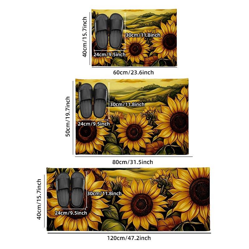 Sunflower Carpet Flower Retro Area Floor Mat Suitable for Living Room, Bedroom, Office Door Mat Modern Home Decoration Mat Bathr