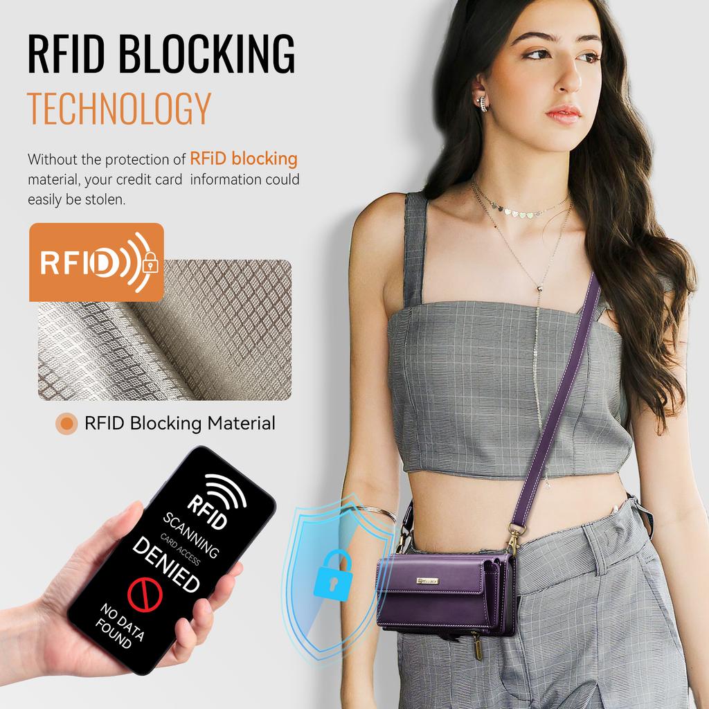 For iPhone 13 mini 5.4 inch Case CASEME C39 RFID Blocking Zipper Wallet Stand Leather Cover with Strap