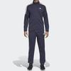 Adidas Спортивный стиль жизни, однотонная удобная куртка с воротником-стойкой и эластичными длинными брюками, повседневный спортивный костюм для мужчин, синий DV2446