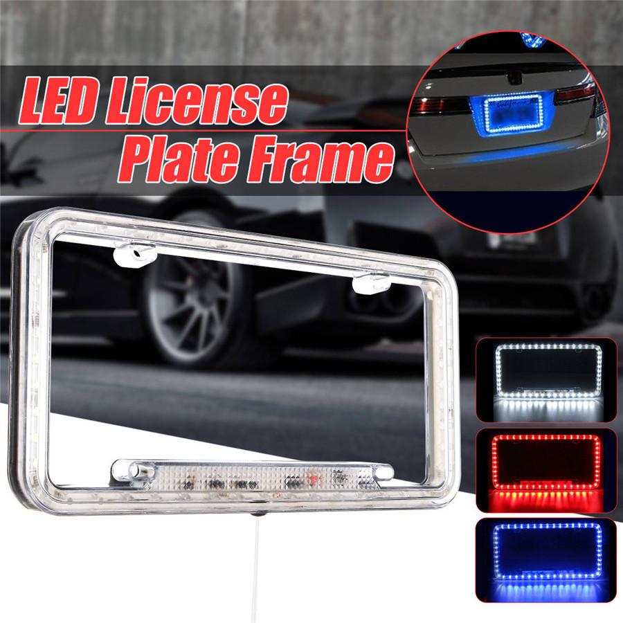 12v Red 54 LED Lighting Acrylic Plastic Rear License Car Plate Cover Frame