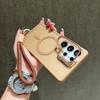 Metal Lens Holder Case For Samsung Galaxy S25 Ultra S23 S24 FE A56 A36 A16 Frosted Magnetic Wireless Charging Wrist Strap Cover