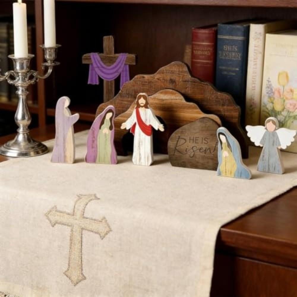 9 Pcs Handmade Craft Empty Tomb Scene Set Realistic Christian Decor  Office Decor