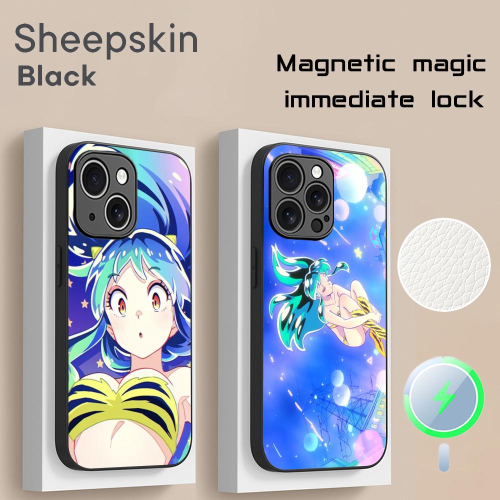 Classic girl Yatsura LUM classic anime Phone Case For iPhone 17 16 15 14 13 12 Plus Pro Max High-end Luxury Magsafe Sheepskin