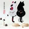 Cartoon Kitten Tail-Wagging Wall Clock for Children's Room and Living Room Decor
