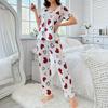Женская одежда для сна, брюки с коротким рукавом, удобный повседневный домашний костюм с принтом сердечек, одежда для сна, подходящая для женщин для ношения на улице