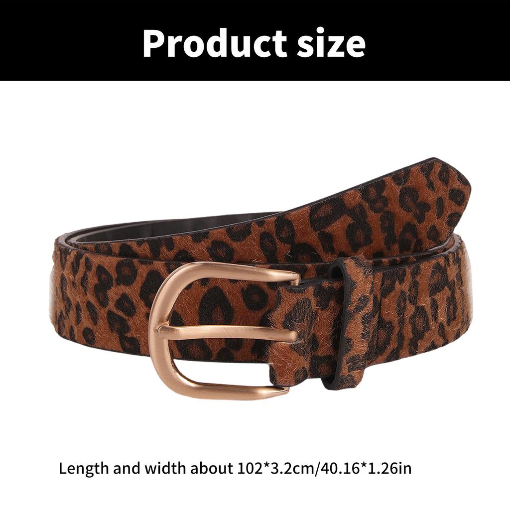 Women Leopard Print PU Leather Pin Buckle Waist Belt Fashionable Animal Pattern for Jeans Dresses and Various Outfit