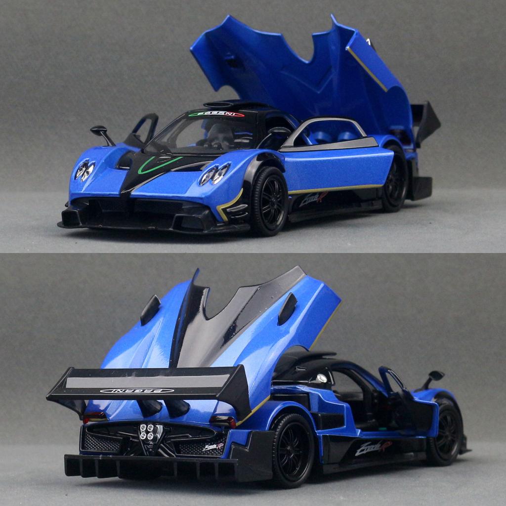 1/32 Pagani Zonda R Toy Car Model RMZ CiTY Diecast Metal Miniature Super Sport Sound & Light Collection Pull Back Gift For Boys