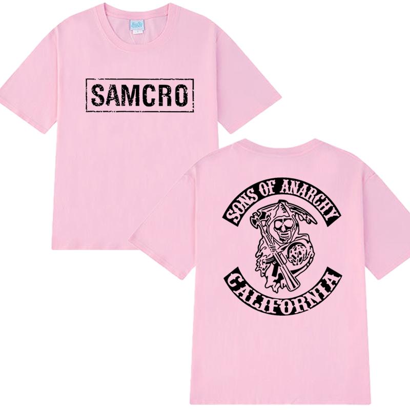 2025 Hip Hop Vintage T Shirt Men Women Sons of Anarchy SAMCRO Double Sided Print Short Sleeve T-shirts Unisex 100% Cotton Tops