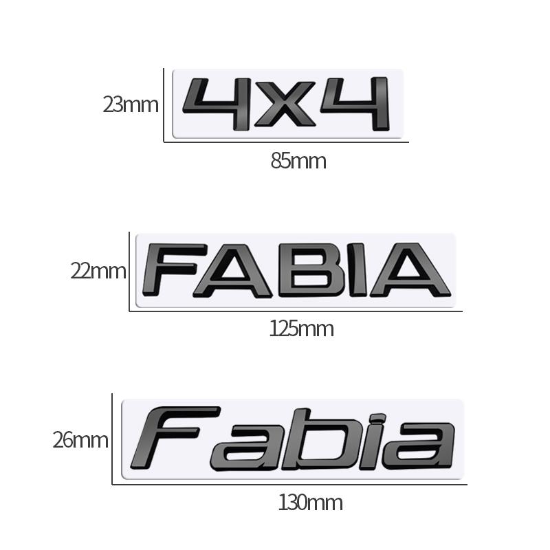 DDWO5 MetaL 3D Badge Logo Car Rear Trunk Body Sticker Letter Emblem For Skoda FABIA 4X4 Accessories Glossy Black Matte black