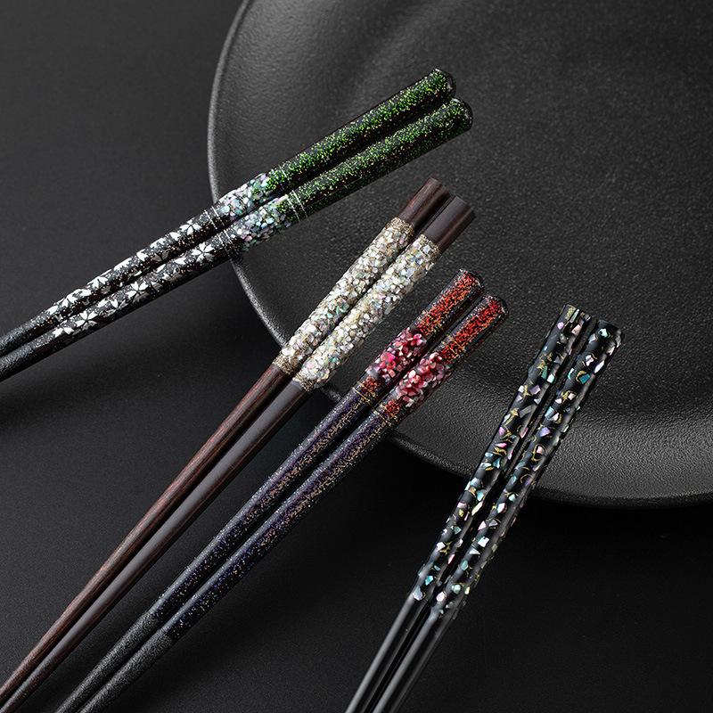 Handmade Chopsticks High Appearance Level Creative Home Tableware Fritillaria Solid Wood Tip High-grade Serving Chopsticks Gifts