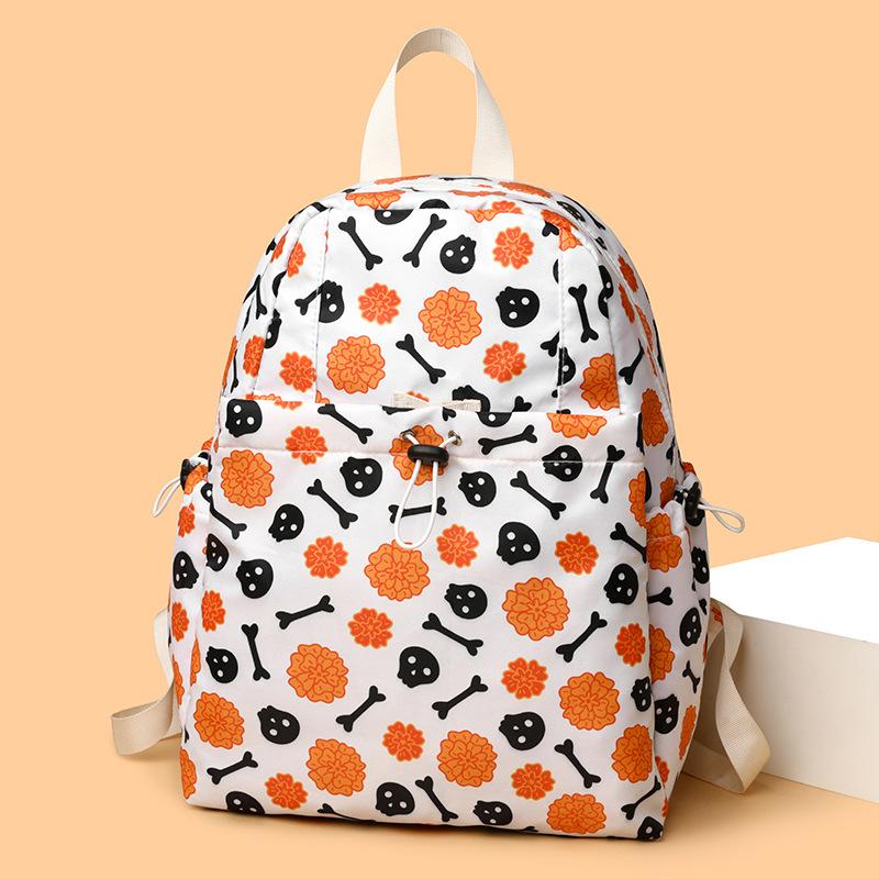 Halloween Backpack New Skull Print Women Backpack Fashion Large-capacity Lightweight Travel Commuter Backpack
