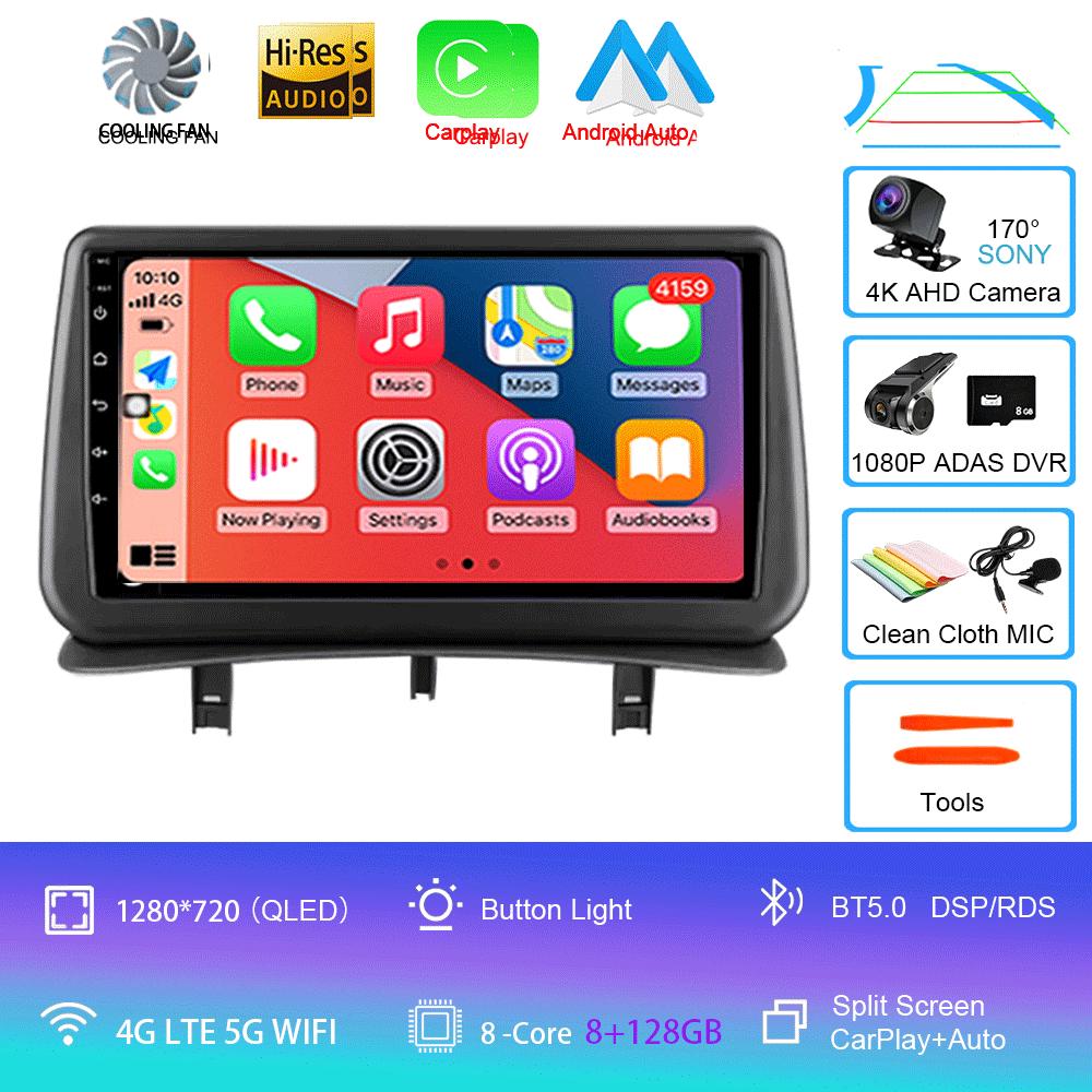 Видеоплеер Android14 Carplay для Renault Clio 3 Clio3 2005 2006 2007 2008 2009 - 2014 Мультимедийное автомобильное радио WIFI+4G DSP Stereo