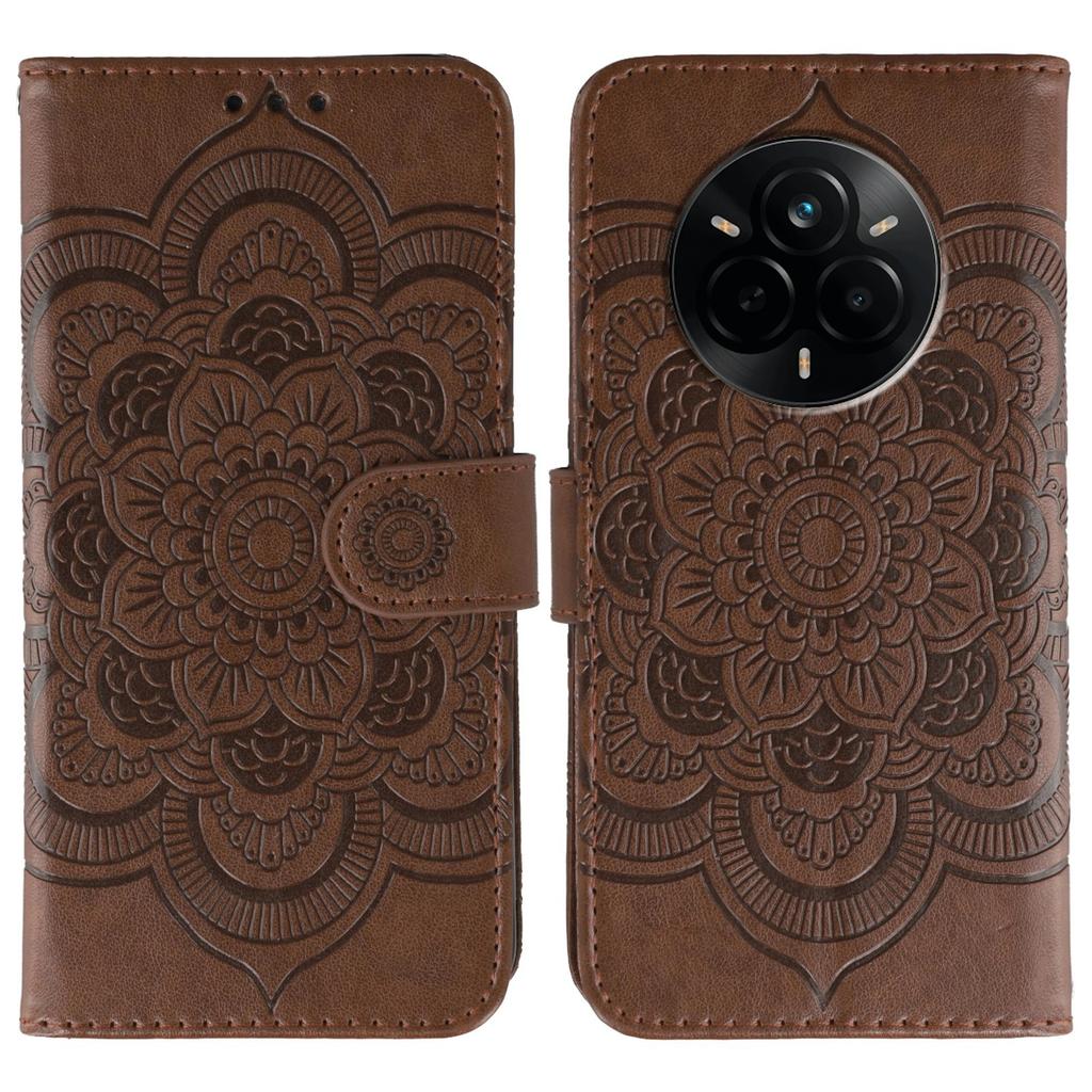 For Realme 14 Pro 5G Case PU Leather Mandala Imprinted Design Wallet Phone Cover