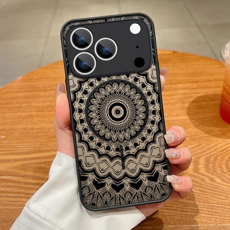 Ретро Чехол С Цветочным Узором Мандала Для iPhone 17 Pro Max Чехол iPhone 16 Pro Max 15 14 13 16E 17E Магнитный Для Magsafe Гибридный Матовый Чехол