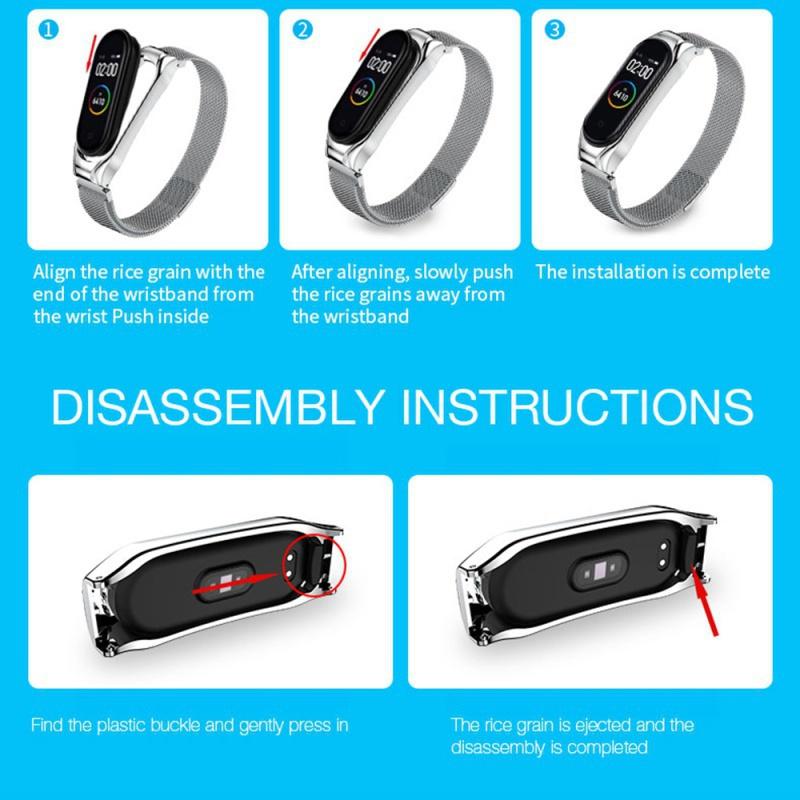 Magnetic Strap for Xiaomi Mi Band 3 4 5 6 Smartwatch Wrist Metal Mesh Bracelet Stainless Steel Wristband