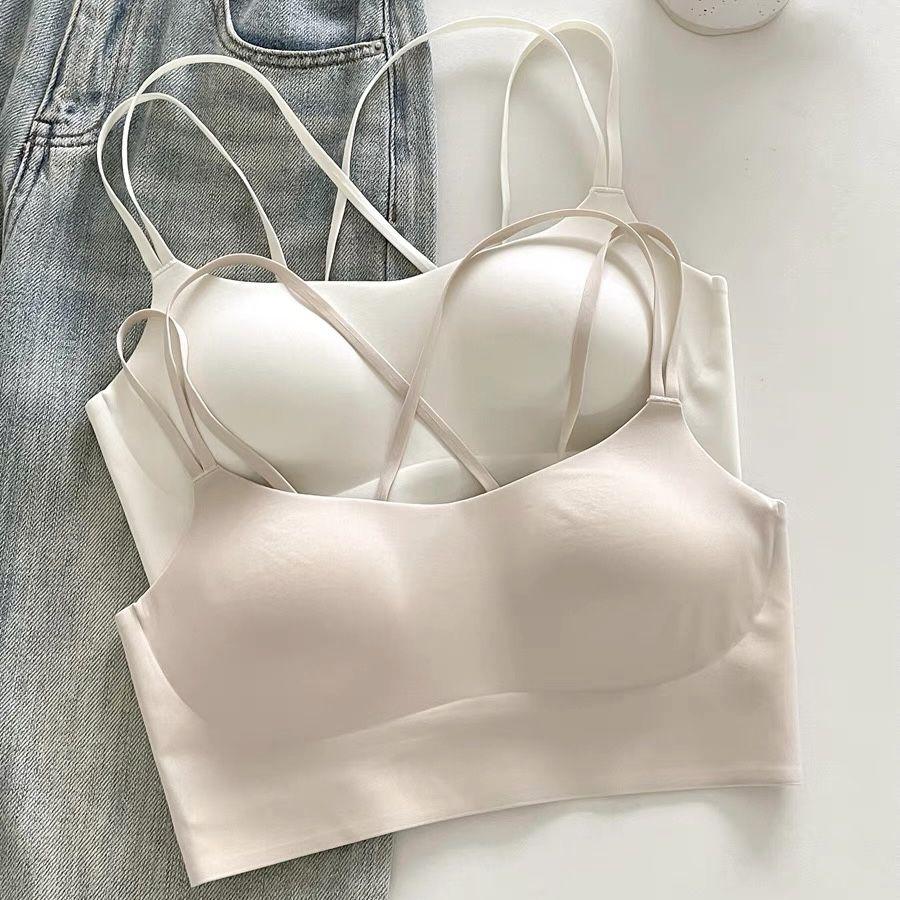 Японский летний тонкий - стиль спортивный бюстгальтер без спинки для женщин, пуш-ап, против просвечивания, цельная фиксированная чашка, нижнее белье в стиле майки