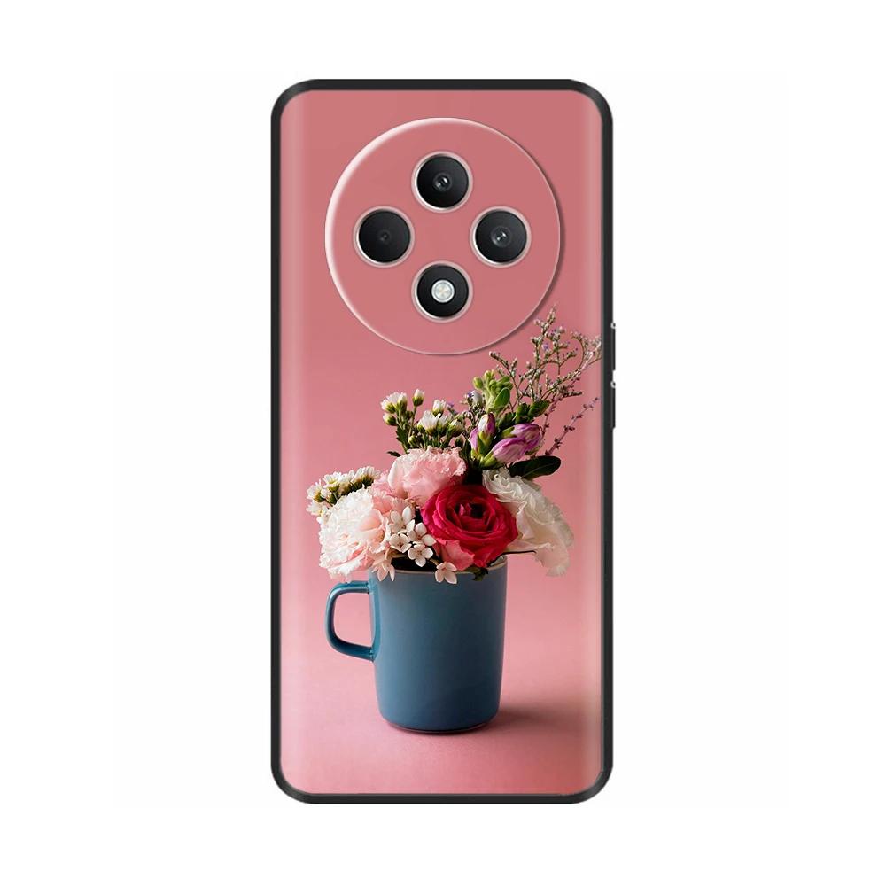 Чехол для Oppo Reno12 F CPH2687 Чехол Милое Сердечко Мягкий Черный Силикон Защитные Чехлы для Reno 12F Reno12F 5G 2024 Fundas