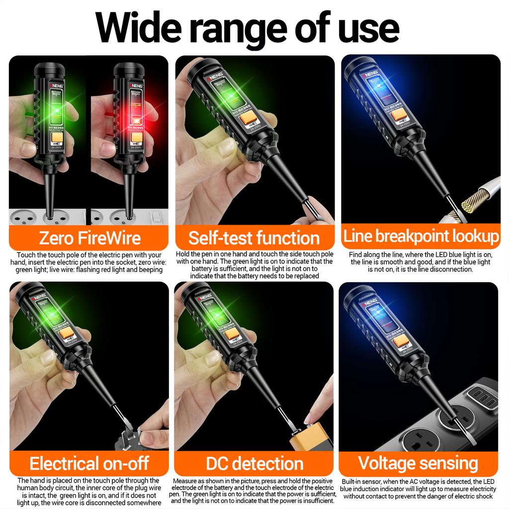 Aneng B15 Индукционный тестер Ручка Подсветка Цветной Свет Профессиональный Электрик Определение Напряжения Переменного Тока