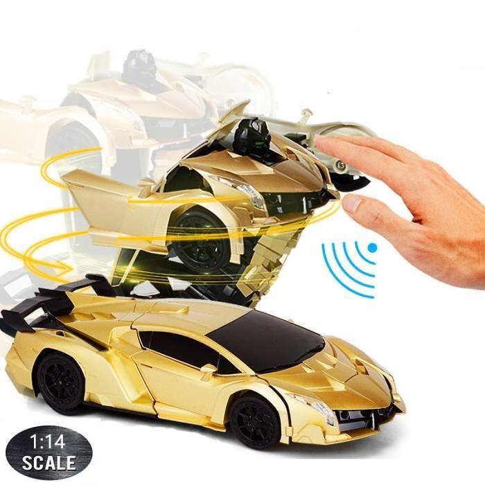 24CM pas de musique D - Jouet de voiture télécommandé pour enfants, Robot de transformation à induction, Déte