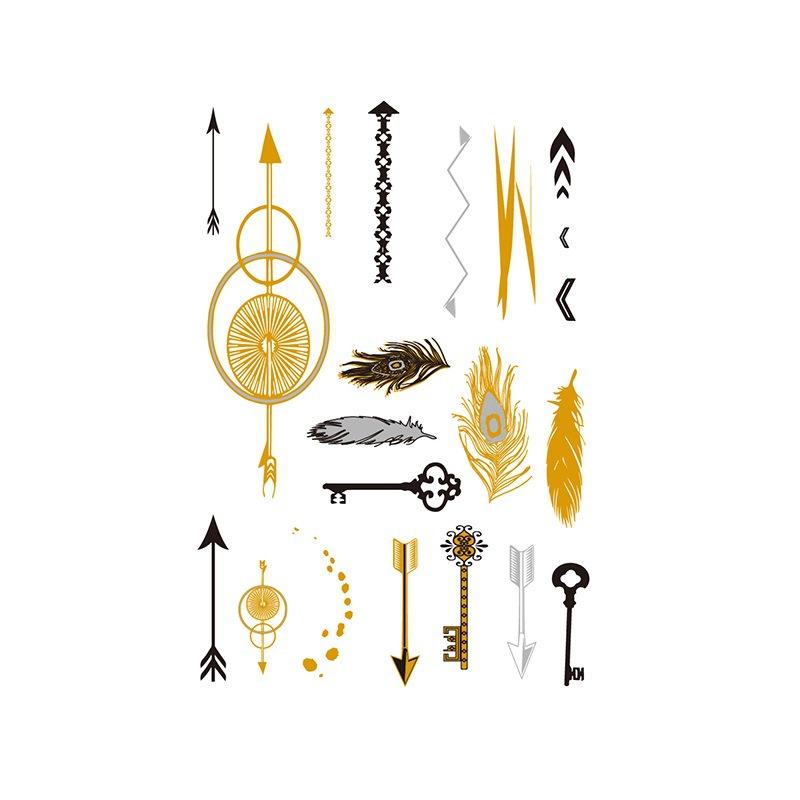 Yh ретро большая бронзовая татуировка наклейка водонепроницаемая татуировка наклейка Amazon набор горячая серебристая цветная печать наклейка