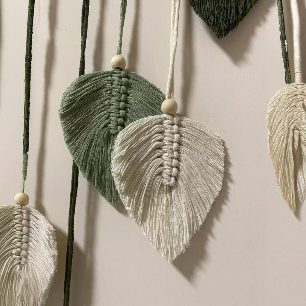 Настенный гобелен в технике макраме Настенный художественный гобелен в технике макраме Ручная работа, гобелен в технике макраме с деревянными бусинами