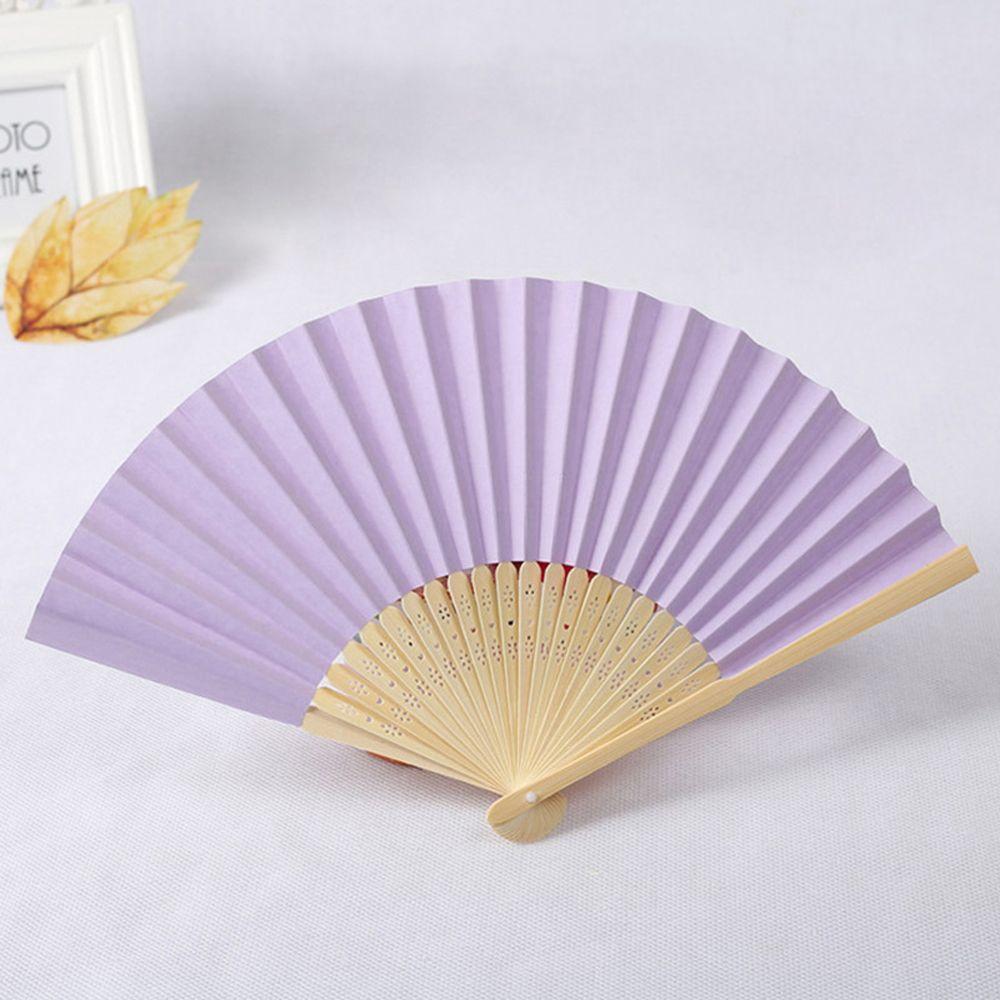 Wedding Chinese Style Party Solid Color Folding Paper Fan Photo Prop Tool Hand Held Fan Dance Fan