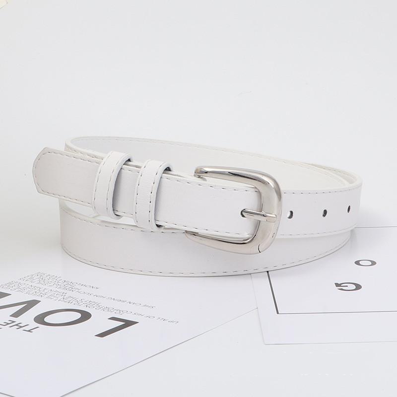 Womens Needle Silver Buckle Slim Belt Premium Minimalist Versatile Accessory