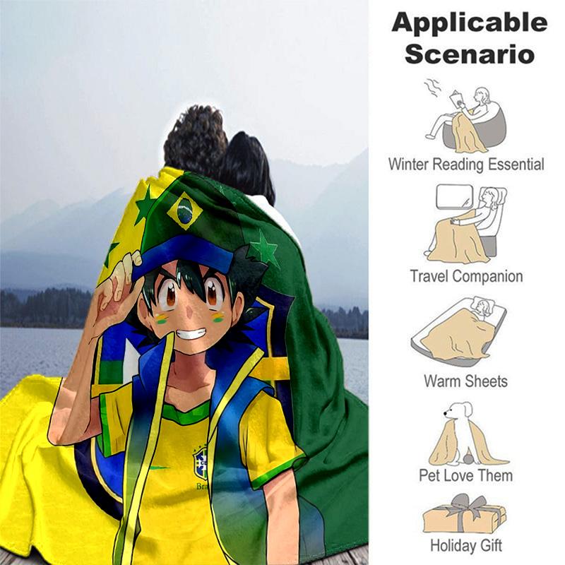 1pc Brazilian Pride Flannel Blanket Soft Warm Throw Blanket for Bedroom Living Room Bed Travel Camping Picnic Gift. MT7160178