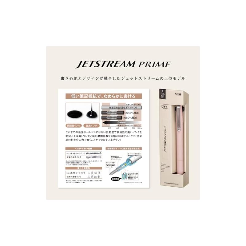 Трехцветная шариковая ручка Mitsubishi Pencil Jetstream Prime, 0,7 мм, Черная, SXE3350007.24