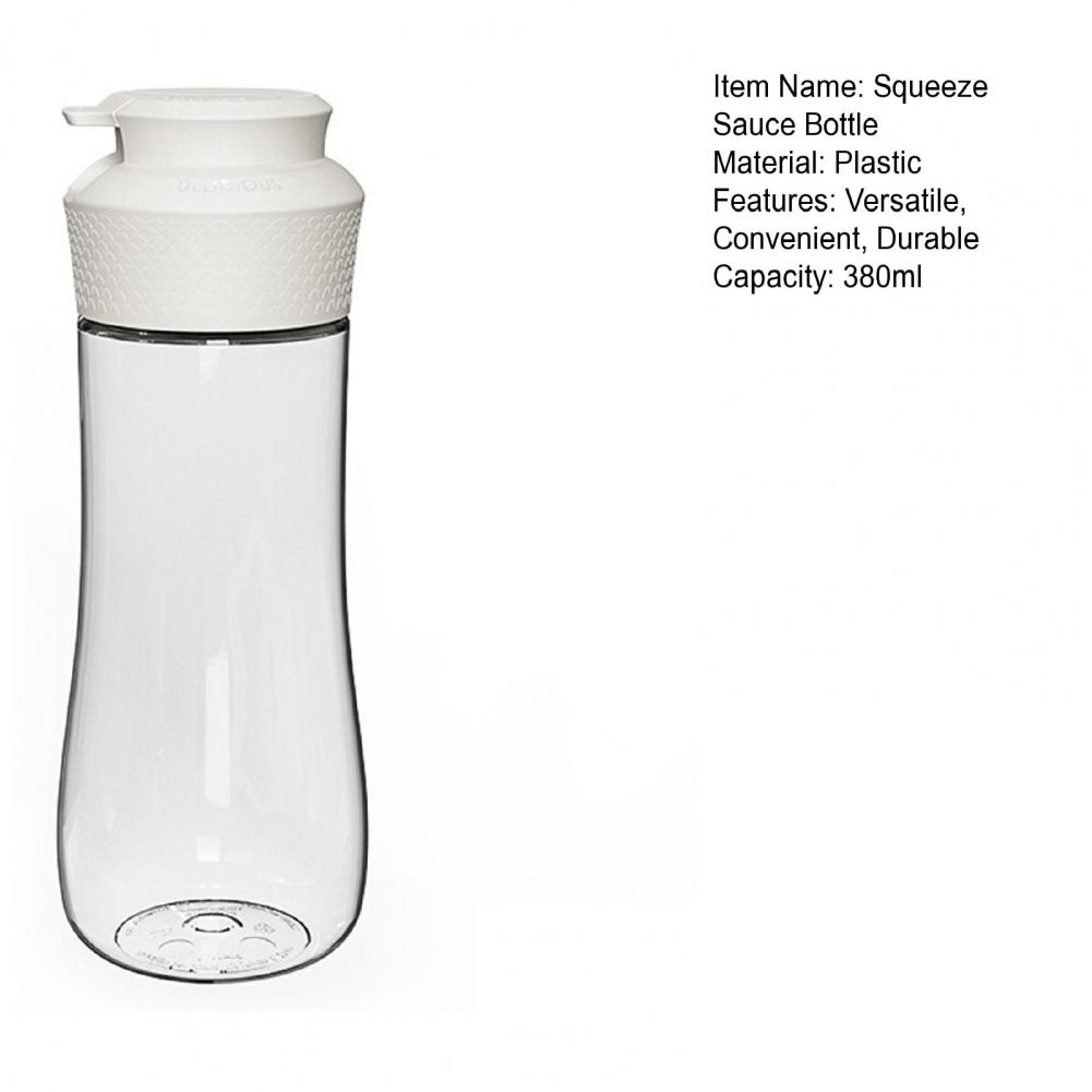 Бутылка для соуса Squeeze объемом 380 мл с легко открывающейся крышкой, прозрачный пластиковый силиконовый уплотнитель, дозатор для соуса и кетчупа, прозрачный для домашней кухни