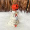 Halloween Pumpkin Statue Spooky Ghost Pumpkin Holding Skull Figurine Resin Gothic Decoration for Indoor Outdoor Home Tabletop Garden Decor