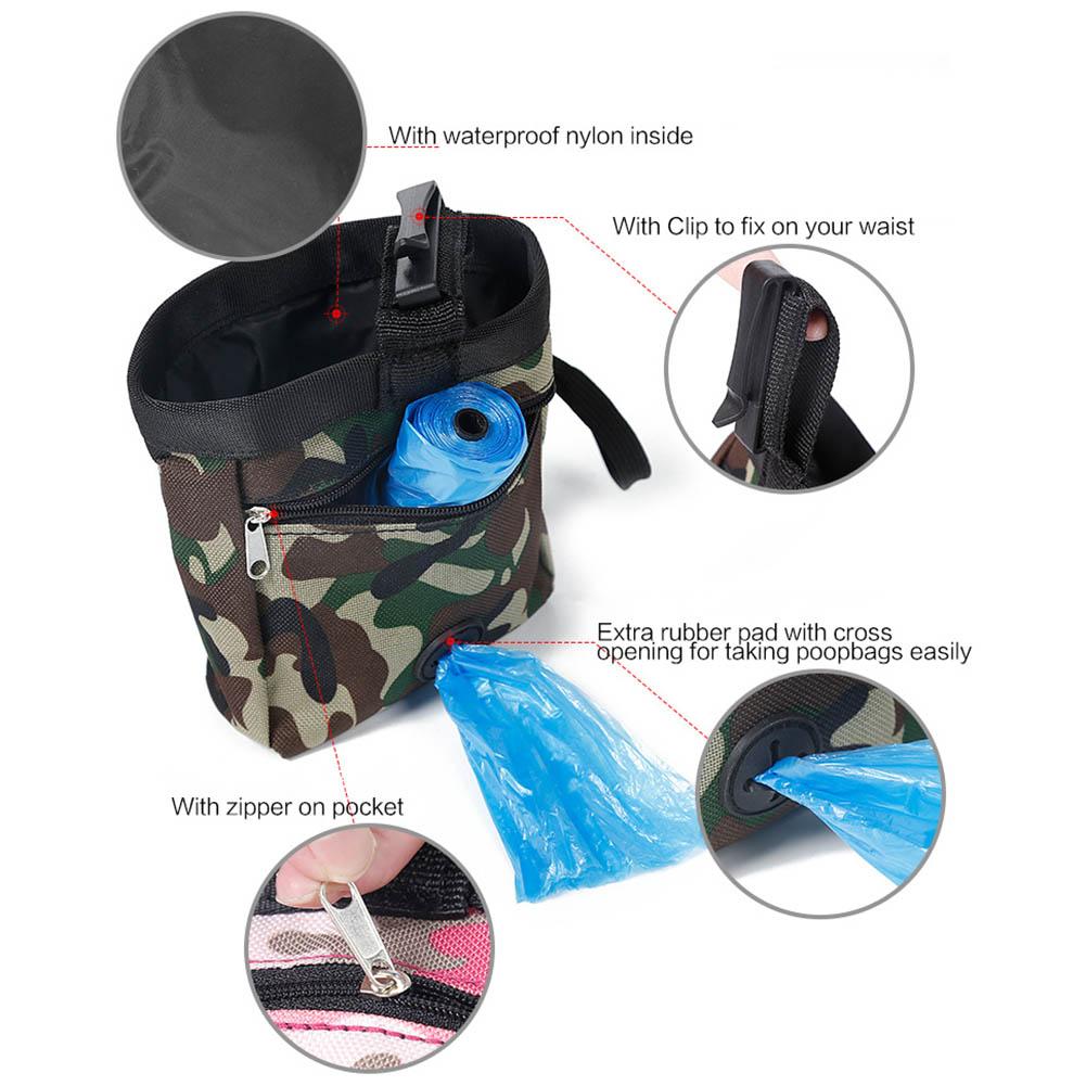 Camouflage Pet Training Bag Poop Bag Dispenser Pet Food Waist Bag