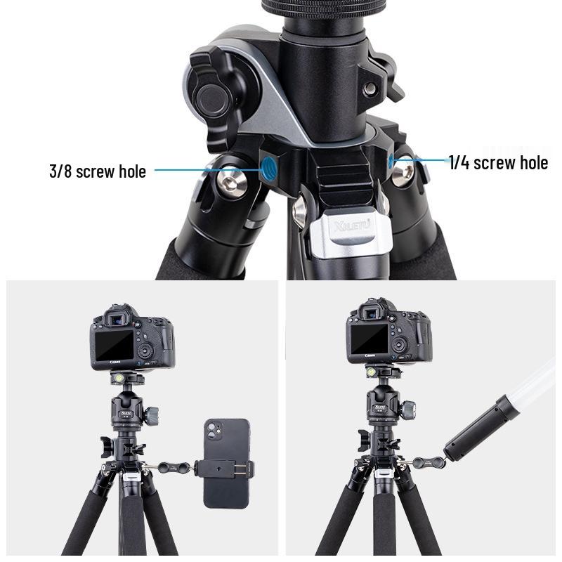 Carbon Fiber Dual-Camera Gimbal Tripod with Monopod & Horizontal Crane Arm for Panorama and DSLR Photography