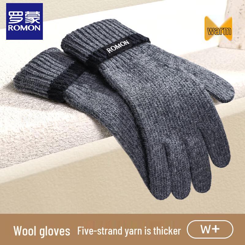 Мужские теплые шерстяные вязаные перчатки Romone